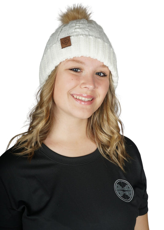 Pom Pom Beanie | Ivory Girls with Guns Clothing