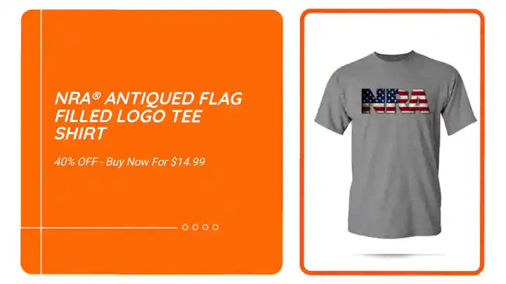NRA&reg; Antiqued Flag Filled Logo Tee Shirt by@Outfy