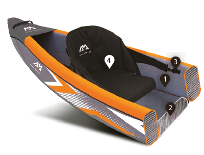 Aqua Marina TOMAHAWK AIR-K 12'4" Inflatable High Pressure Speed Kayak / Canoe