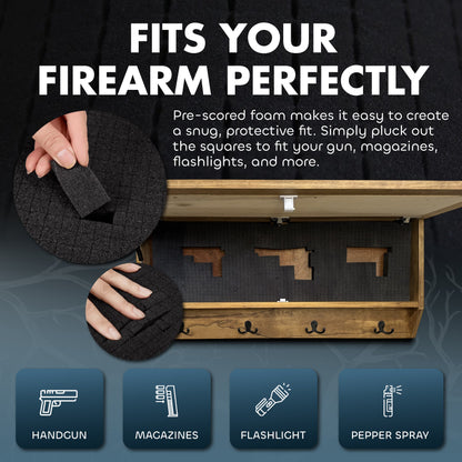 Family Tree Coat Rack Gun Concealment Decor - Handcrafted Wooden Gun Cabinets - Gun Shelf Hidden Storage for Rifles, Shotguns, & Handguns - Quick Access Hidden Wall Safe